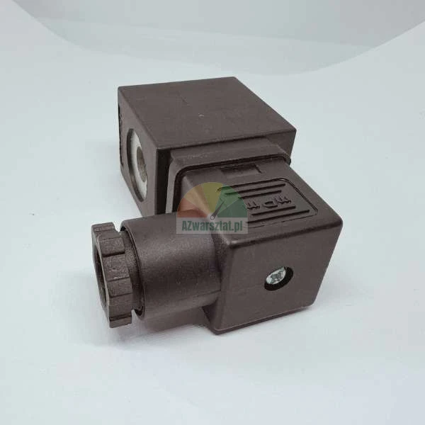 Black mPm solenoid valve coil and connector on a white background.