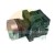 Green industrial push button switch with silver bezel and contact block