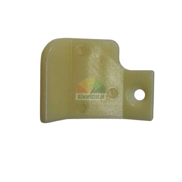 Small beige plastic mounting component with a single screw hole on a white background.