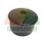 Black plastic furniture leg end cap with a center hole and ribbed base