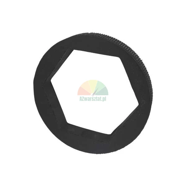 Black hexagonal wrench ring with a knurled outer surface