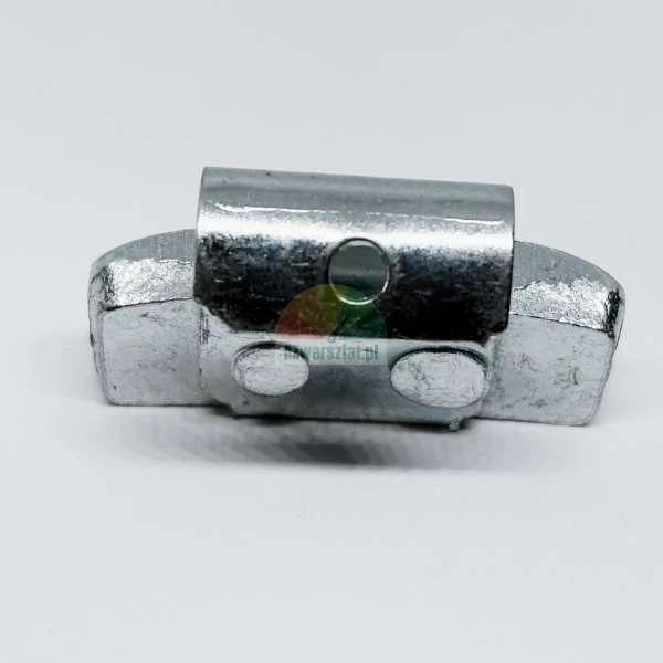 Metal clip-on wheel weight for tire balancing.