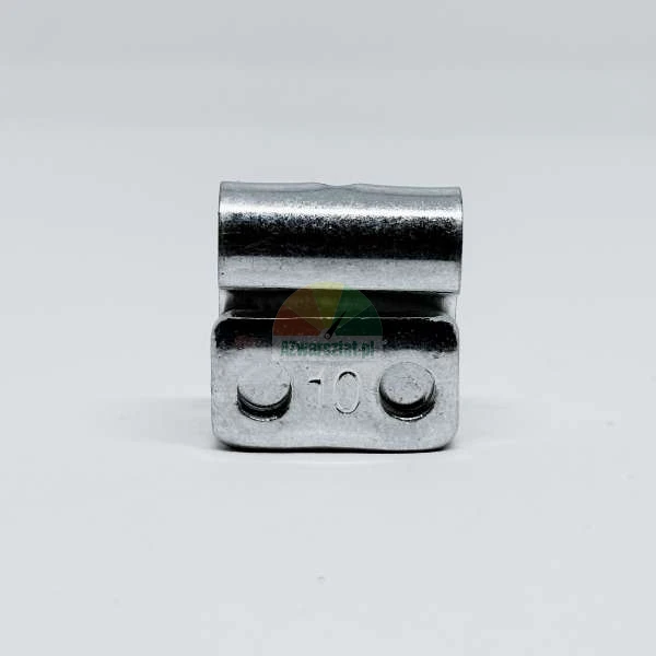 Metal wire rope clamp with number 10 engraved on a white background.