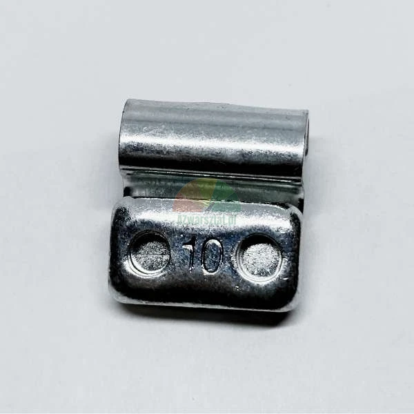 Metal 10g clip-on wheel balancing weight for steel rims.