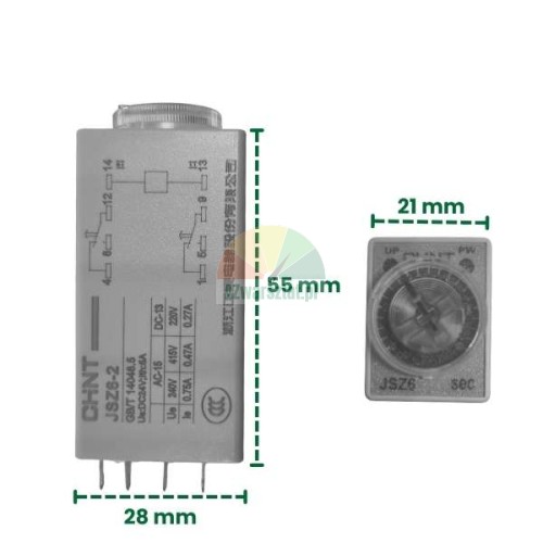 Time relay DC 24V 10s 8 PIN with dimensions