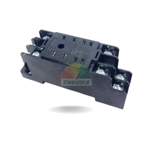 8-pin DIN rail socket for time relay, black with screw terminals