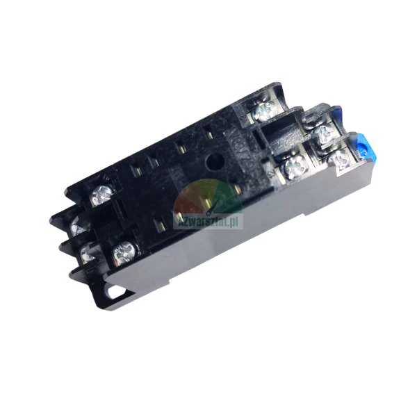Relay socket with screw terminals, black housing.