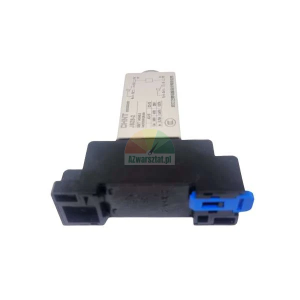 CHINT J8Z8-2 auxiliary contact block with black base, white upper section with wiring diagram, and blue latch.