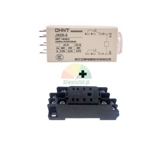 Time delay relay 8-pin 220V AC 10s with DIN rail socket