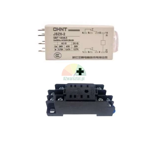 Time delay relay 8-pin 220V AC 10s with DIN rail socket