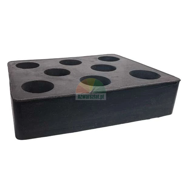 Black rubber base with multiple circular holes for poles, perspective view on white background.