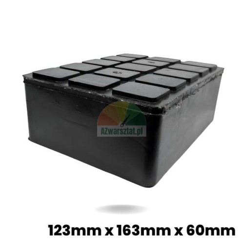Rubber pad jacking block for car lifts 123mm x 163mm x 60mm with anti-slip surface