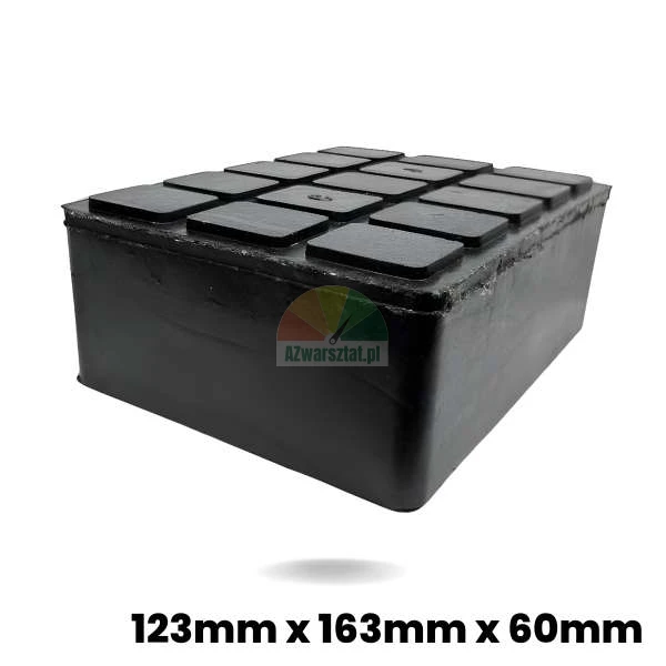 Rubber pad jacking block for car lifts 123mm x 163mm x 60mm with anti-slip surface