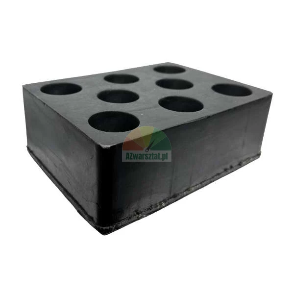 Black rectangular rubber bumper with mounting holes on a white background.