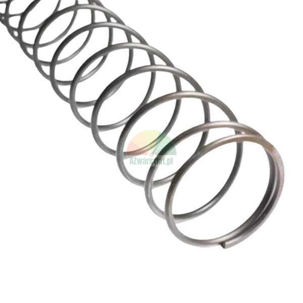 Metallic compression spring with a spiral design isolated on a white background.