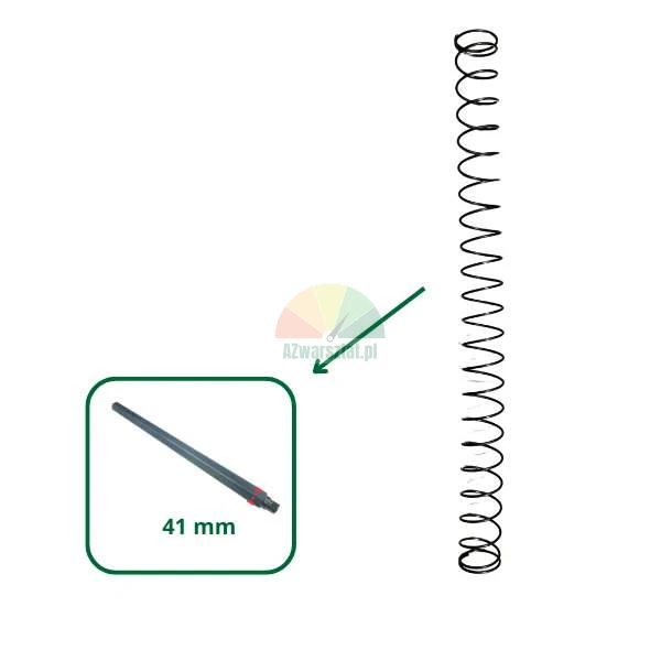 Long metal spring with an inset showing a 41 mm component pointed to by an arrow.