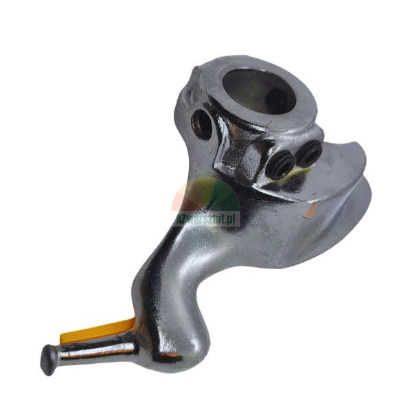Chrome-plated metal tire changer duckhead with a yellow plastic insert.