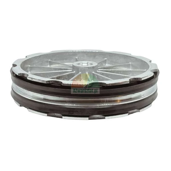 Metal piston with two black rubber seals