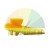 Yellow plastic mounting wedge or fastening element on a white background.
