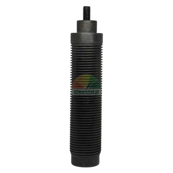 Black industrial ribbed rod with a small threaded stud on top