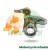 Motorcycle wheel mounting head with roller and three orange protective covers