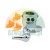 Metal tire changer mount demount head with three orange plastic protective inserts
