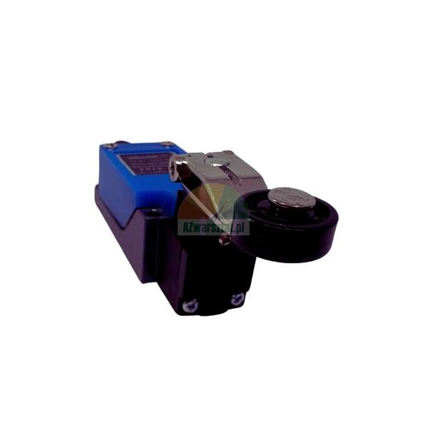 Limit switch with roller lever actuator, blue and black housing