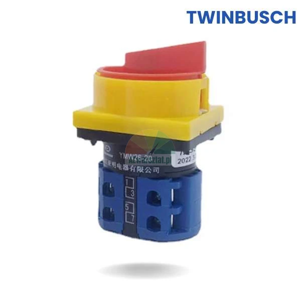 Replacement Twin Busch: Main switch 20A with red knob and yellow housing