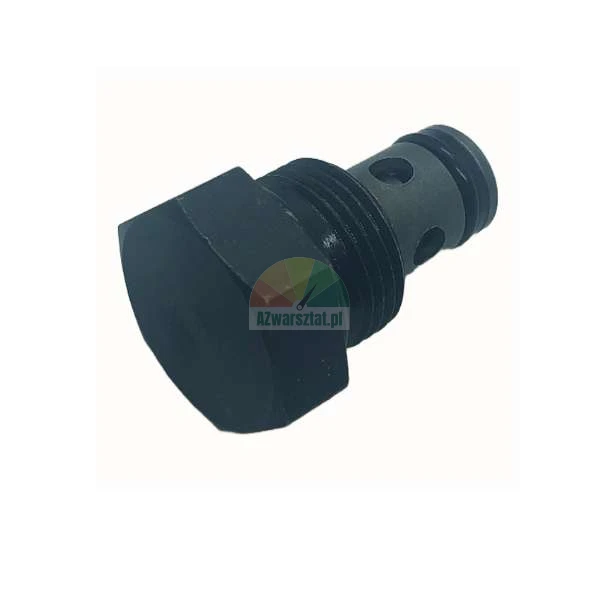 Black hydraulic cartridge valve with hexagonal head and O-ring gasket.