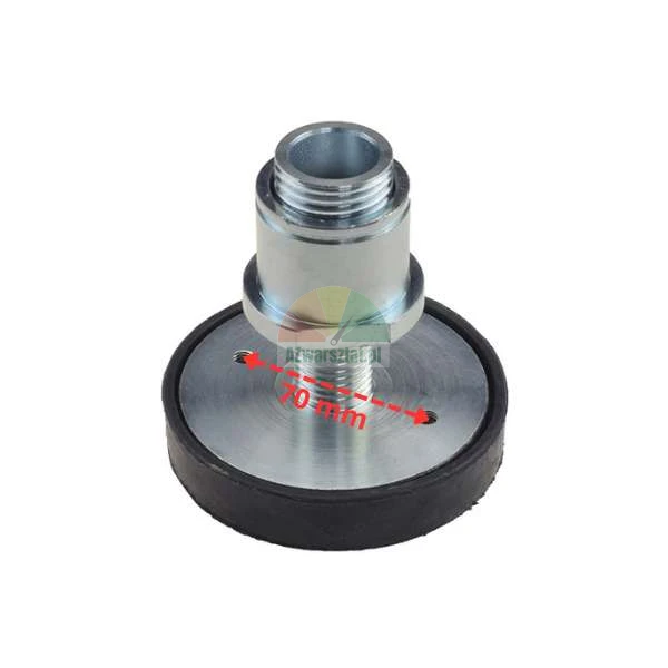 Metal leveling foot with rubber base and 70 mm diameter measurement indicated.