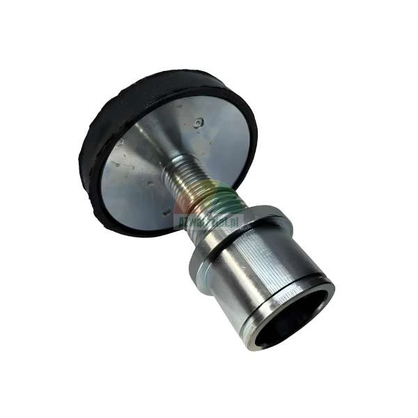 Metal leveling foot with rubber base and mounting sleeve