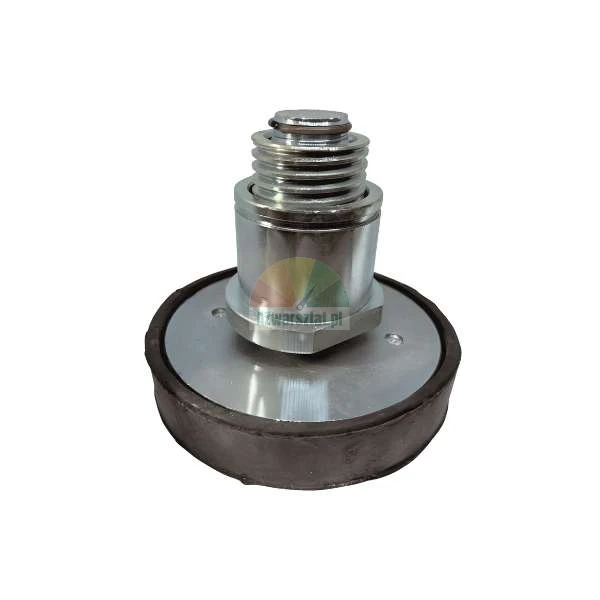 Metal component with a screw thread and rubber seal on a circular base