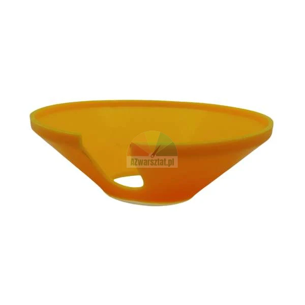 Orange silicone splash guard with a side cutout