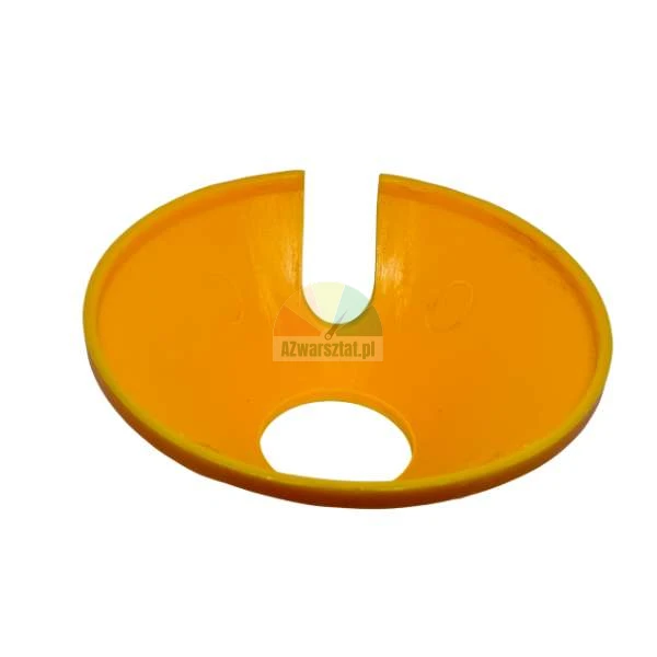 Yellow plastic cone-shaped part with a central hole and a side slot.
