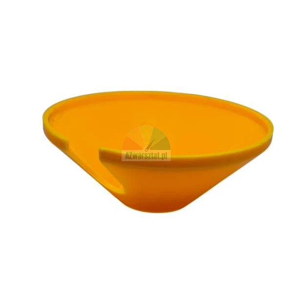 Yellow cone-shaped plastic component with a side cutout.