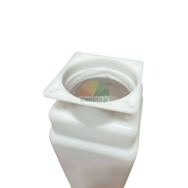 White plastic post base with a square cross-section and a mounting flange.
