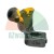 Metal tire changer demount head with yellow plastic inserts on a white background
