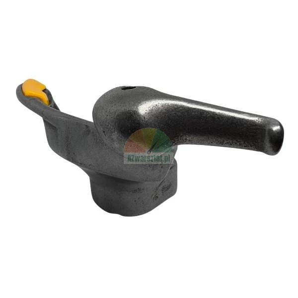 Metal lever component for machinery with a yellow safety tip