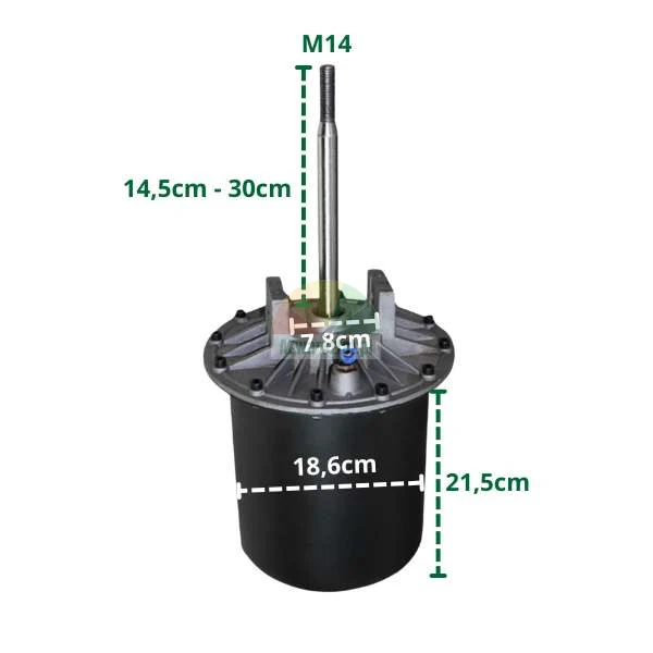 Complete ejector cylinder 186mm with technical dimensions