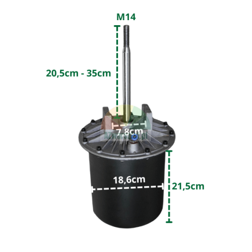 Complete 186mm bead breaker cylinder (pin 20.5cm-35cm, mount 7.8cm, M14 thread)