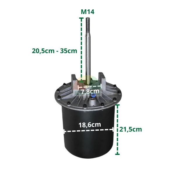 Complete 186mm bead breaker cylinder (pin 20.5cm-35cm, mount 7.8cm, M14 thread)