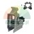 Metal mounting head for tire changer with black knob and a set of four plastic protection covers.