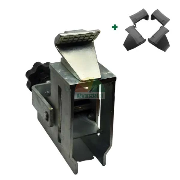 Clamping jaw for tire changer with a set of plastic protective covers.