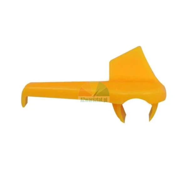 Yellow plastic cutting blade guard for a brushcutter