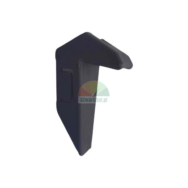 Industrial black metal hook component on a white background