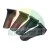 Four black plastic mounting components or clips on a white background.