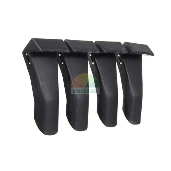 Set of four black plastic mounting feet or brackets on a white background.