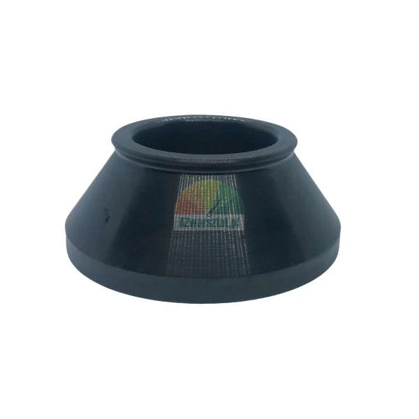 Black conical spacer or headset bearing cover for a bicycle on a white background.