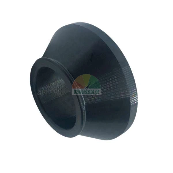 Black conical metal spacer or hub guard for a bicycle.