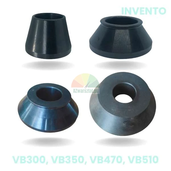 Set of four black centering cones for Invento wheel balancers models VB300, VB350, VB470, VB510.